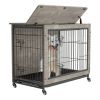 38 Inch Heavy-Duty Gray Dog Crate Furniture