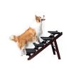 Wooden Dog Stairs/Steps - Foldable 4 Levels Pet Stairs & Ramp Perfect for Beds and Cars - Portable Dog/Cat Ladder Up to 110 Pounds