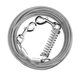 49.2FT Dog Tie Out Cable Long Dog Leash Chew Proof Lead Dog Chain with Durable Spring 360° Rotatable Clips PVC Case for Outside Yard Caming (Option: TieOutCableGrey15M)
