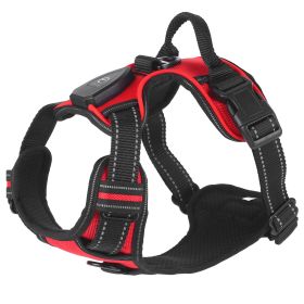Light Up Dog Harness Rechargeable LED Dog Harness No Pull Lighted Dog Vest with Handle for Small/Medium/Large Dogs (Option: DogHarnessRedM)