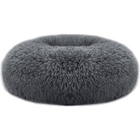 Pet Dog Bed Soft Warm Fleece Puppy Cat Bed Dog Cozy Nest Sofa Bed Cushion For S/M Dog (Option: PetCalmingBedDGrayL)