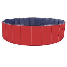 Foldable Pet Swimming Pool PVC Kiddie Baby Dog Swim Pool Bathing Tub Playmat Kids Pools (Option: 120cmPetSwimPool48InchRed)