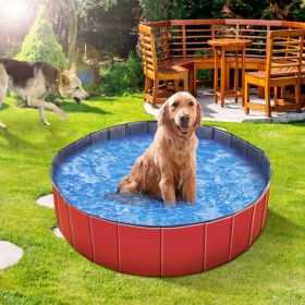 Foldable Pet Swimming Pool PVC Kids Baby Dog Swim Pool Bathing Tub Playmate Kids Pools (Color: Red)