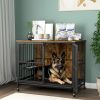 Modern Kennel Dogs room up to 80 LB, Dog crate furniture with Multi-Purpose Removable Tray, Double-Door Dog House, lift Panel