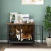 Modern Kennel Dogs room up to 60 LB, Dog crate furniture with Multi-Purpose Removable Tray, Double-Door Dog House, lift Panel
