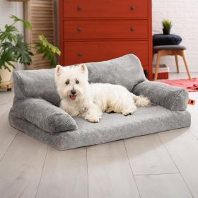 MEWOOFUN Orthopedic Dog Bed For Medium Dogs - Waterproof Pet Sofa With Supportive Foam, 35.4x25.6x11.8 Inch Washable Cover & Non-Slip Bottom, Grey (Option: QCP193)